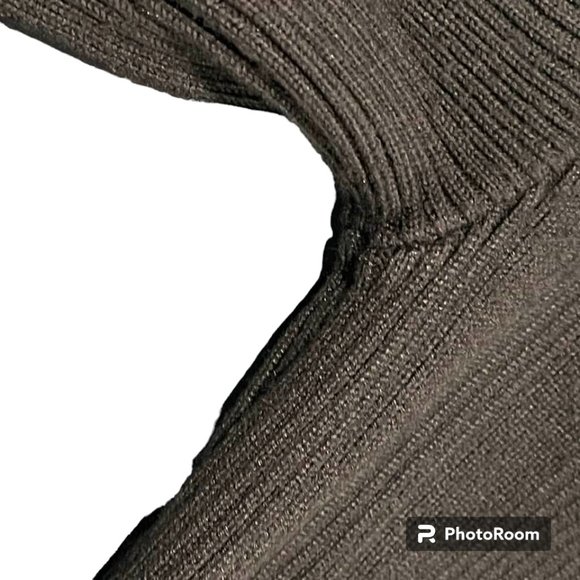 Cold Shoulder Long Sleeves Ribbed Sweater Midi Bodycon Dress - Black - XL - Picture 3 of 14